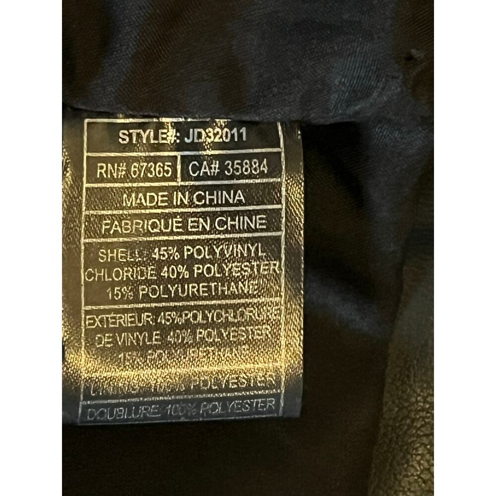 Womens Jack Faux Leather Crop Top Bomber Jacket with Gold Shoulder Studs Size M - Picture 6 of 7